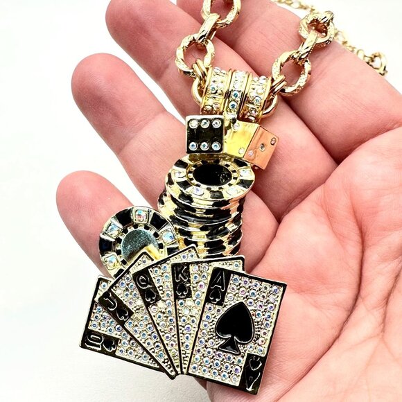 Kirks Folly Casino Royale Womens Necklace Crystal Magnetic Enhancer Gold Tone - Picture 1 of 4